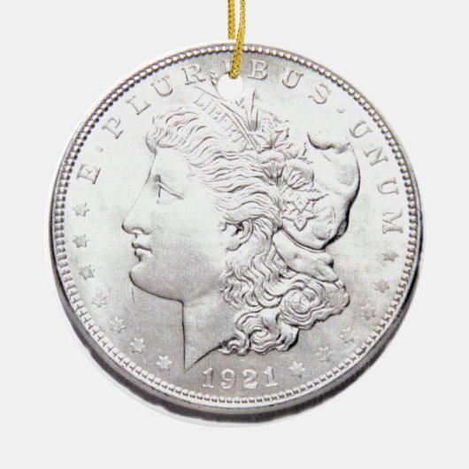MORGAN SILVER DOLLAR KERAMISCH ORNAMENT (Voorkant)