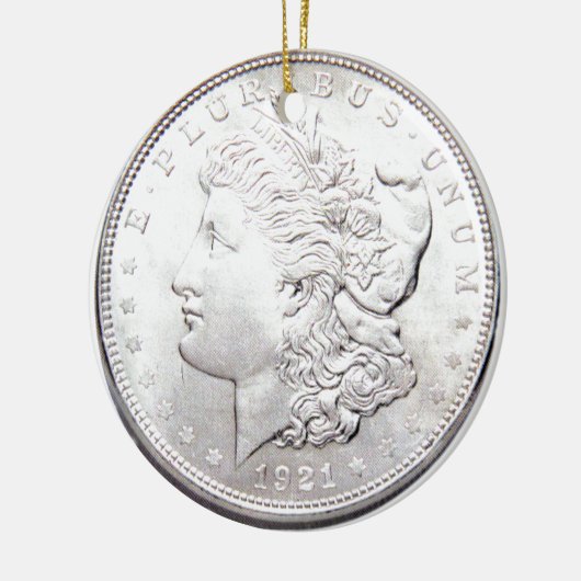 MORGAN SILVER DOLLAR KERAMISCH ORNAMENT (Links)