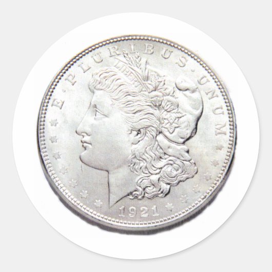 MORGAN SILVER DOLLAR RONDE STICKER (Voorkant)