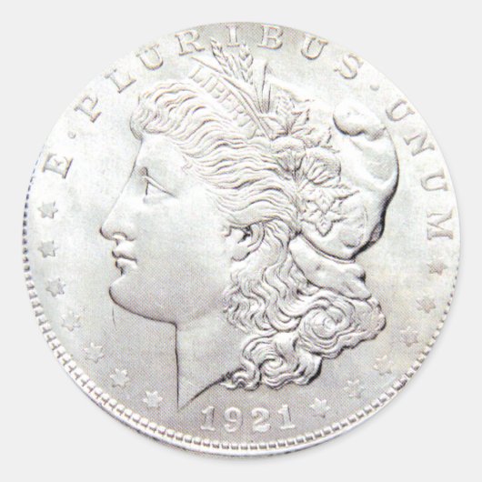 MORGAN SILVER DOLLAR RONDE STICKER (Voorkant)