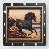 Morgan Tide Gallop: houtstructuur verbrand. Vierkante Klok (Voorkant)