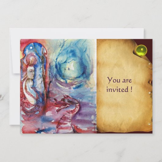 MORGANA Dame en Draak Perkament Gele Edelsteen Kaart (Voorkant)