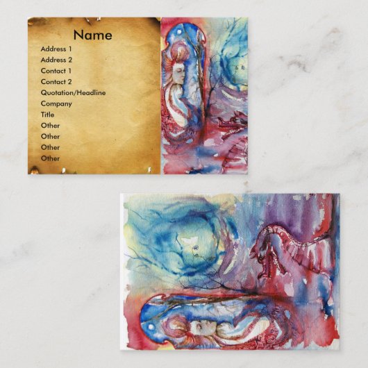 MORGANA EN DRAAK VAN HET PERKAMENT VAN HET MEER VISITEKAARTJE (Voorkant / Achterkant)