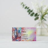 MORGANA EN DRAAK VAN LAKE ,Pink Floral Swirls Visitekaartje (Staand voorkant)