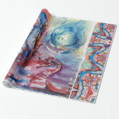 MORGANA Enchantress en Dragon, Pink Blue Fantasy Cadeaupapier (Uitgerold)