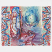 MORGANA Enchantress en Dragon, Pink Blue Fantasy Fleece Deken (Voorkant (Horizontaal))