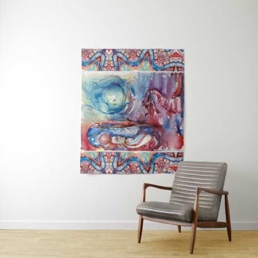 MORGANA Enchantress en Dragon, Pink Blue Fantasy Wandkleed (In situ)