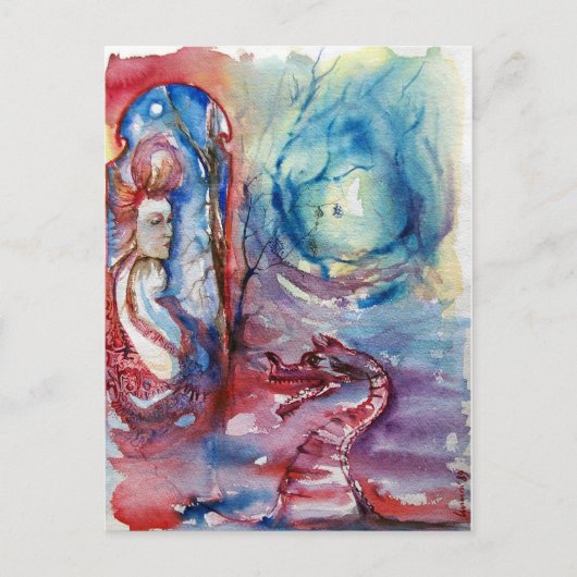 MORGANA / Magie en Mystery , Roze Blauwe Fantastis Briefkaart (Voorkant)