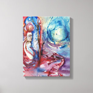 MORGANA / Magie en Mystery , Roze Blauwe Fantastis Canvas Afdruk