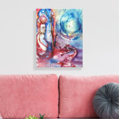 MORGANA / Magie en Mystery , Roze Blauwe Fantastis Canvas Afdruk (Insitu (Woonkamer))