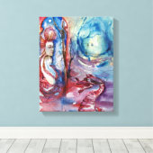 MORGANA / Magie en Mystery , Roze Blauwe Fantastis Canvas Afdruk (Insitu (Houten vloer))