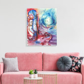 MORGANA / Magie en Mystery , Roze Blauwe Fantastis Canvas Afdruk (Insitu (Woonkamer))
