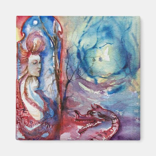 MORGANA / Magie en Mystery , Roze Blauwe Fantastis Magneet (Voorkant)