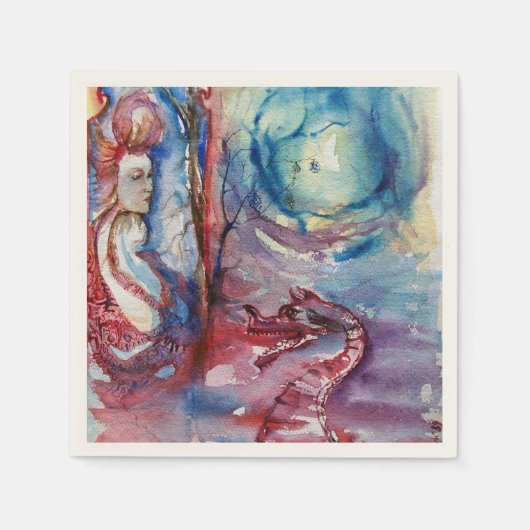 MORGANA / Magie en Mystery , Roze Blauwe Fantastis Servetten (Voorkant)