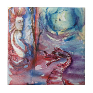 MORGANA / Magie en Mystery , Roze Blauwe Fantastis Tegeltje