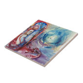 MORGANA / Magie en Mystery , Roze Blauwe Fantastis Tegeltje (Zijkant)