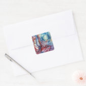 MORGANA / Magie en Mystery , Roze Blauwe Fantastis Vierkante Sticker (Envelop)