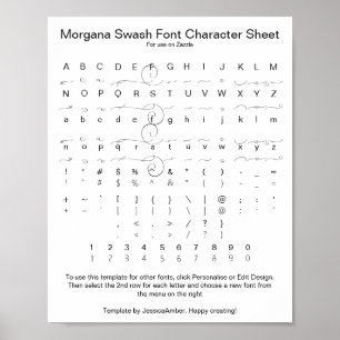 Morgana Swash-lettertype karakterreferentie Poster