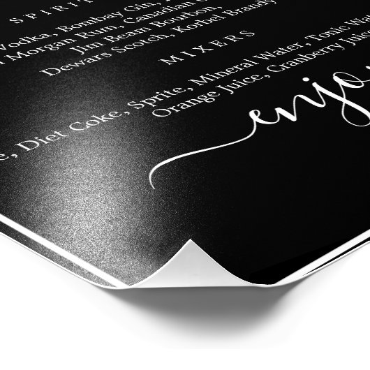 "Morgana Wedding Suite- Bar Menu Sign" Foto Afdruk (Hoek)