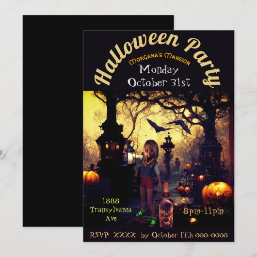 Morgana's Mansion Halloween Uitnodiging (Voorkant / Achterkant)