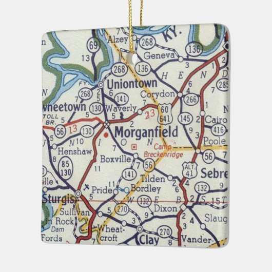 Morganfield KY  Map Keramisch Ornament (Links)