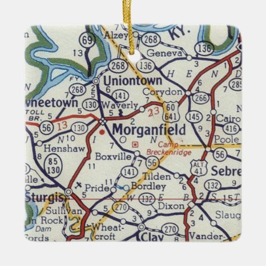 Morganfield KY  Map Keramisch Ornament (Voorkant)