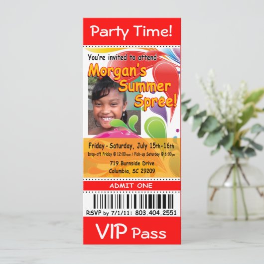 Morgan's Summer Spree VIP Ticket Photo Party (rood Kaart (Staand voorkant)