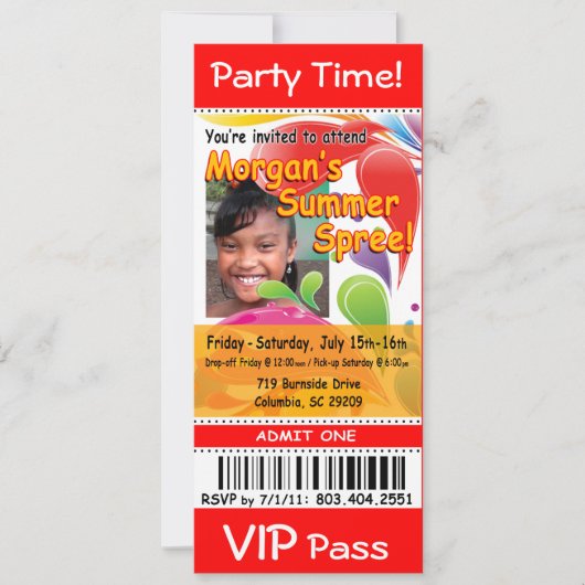 Morgan's Summer Spree VIP Ticket Photo Party (rood Kaart (Voorkant)