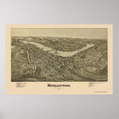Morgantown, WV Panoramic Map - 1897 Poster (Voorkant)