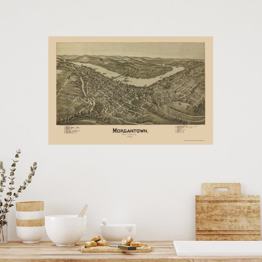 Morgantown, WV Panoramic Map - 1897 Poster (Keuken)