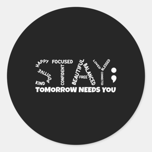 Morgen blijven heeft geestelijke gezondheid nodig ronde sticker (Voorkant)