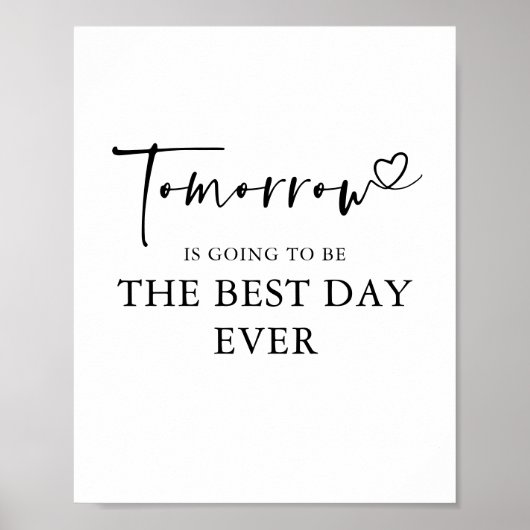 Morgen - DE BESTE DAG OOT Rehearsal Dinner Bord Poster (Voorkant)