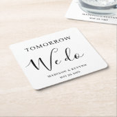 Morgen doen we het minimaal en chique | bruiloftss kartonnen onderzetters (Schuin)