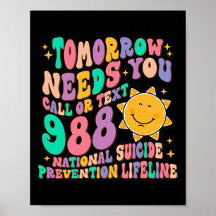 Morgen hebt u tekst 988 nodig, nationale zelfmoord poster