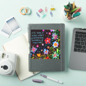 Morgen is een New Day Floral Fun Black Inspirivity Sticker (iPad Cover)