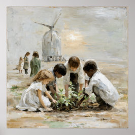 Morgen: kinderen in de tuin poster