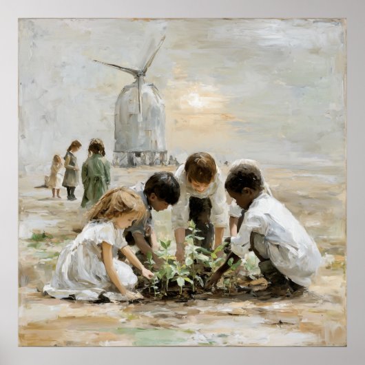 Morgen: kinderen in de tuin poster (Voorkant)