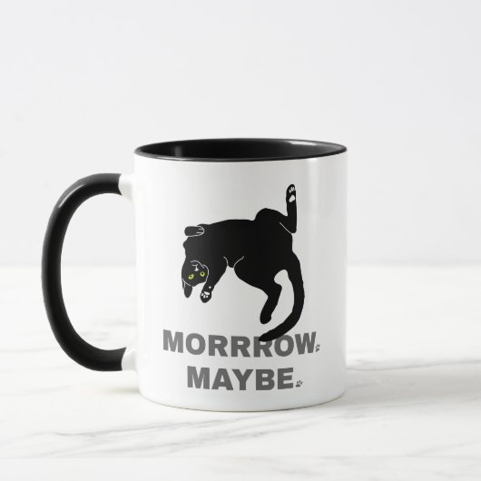 Morgen misschien een grappige luie kat mok (Links)