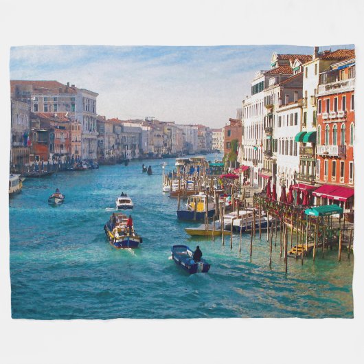MORGEN OP DE GRAND CANAL Large Fleece Blanket (Voorkant (Horizontaal))