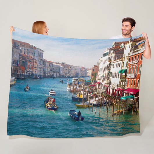 MORGEN OP DE GRAND CANAL Large Fleece Blanket Deken (In situ)