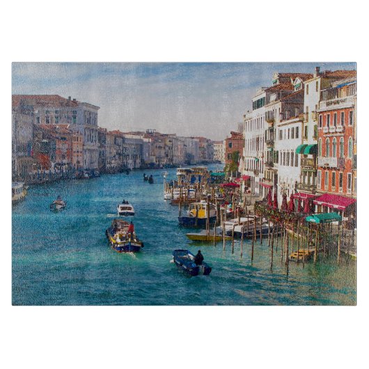 MORGEN OP HET KANAAL-Glazen KIESKUNT Snijplank (Voorkant)