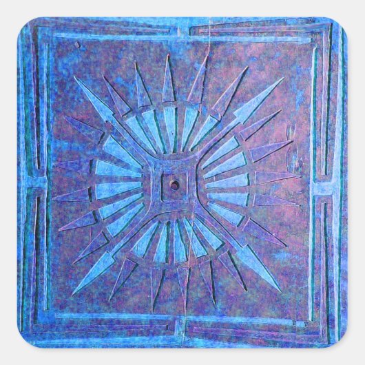 MORGEN STAR, blauw, paars Vierkante Sticker (Voorkant)