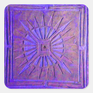 MORGEN STAR, blauw, paars Vierkante Sticker