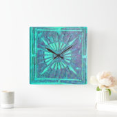 MORGEN STAR, Blauwgroen Aqua Blue Vierkante Klok (Huis)