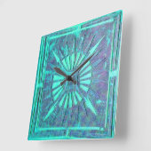 MORGEN STAR, Blauwgroen Aqua Blue Vierkante Klok (Hoek)