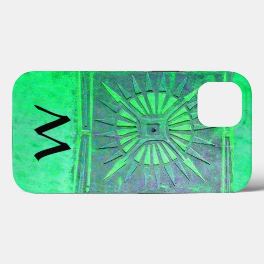 MORGEN STAR, Blauwgroen groen zwart monogram Case-Mate iPhone Case (Achterkant (horizontaal))
