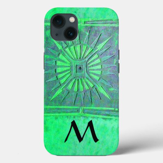 MORGEN STAR, Blauwgroen groen zwart monogram Case-Mate iPhone Case (Achterkant)