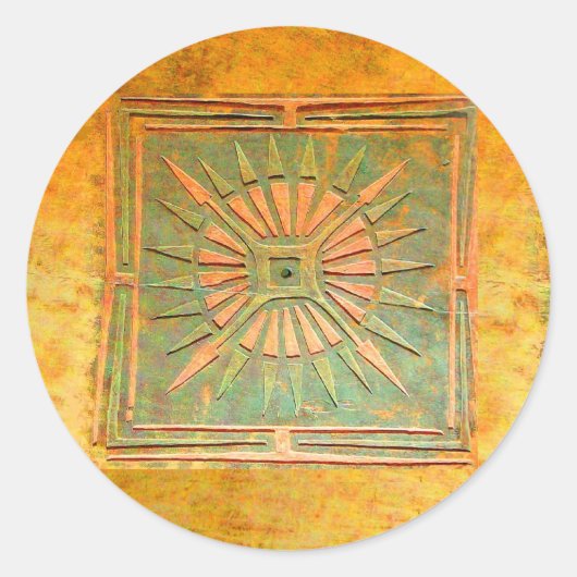 MORGEN STAR,groen,bruin geel Ronde Sticker (Voorkant)