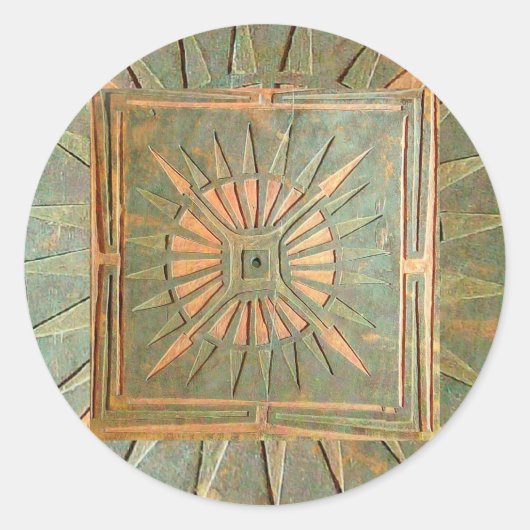 MORGEN STAR,groen,bruin geel Ronde Sticker (Voorkant)