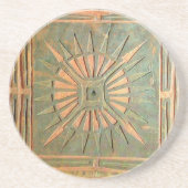 MORGEN STAR,groen,bruin geel Zandsteen Onderzetter (Voorkant)